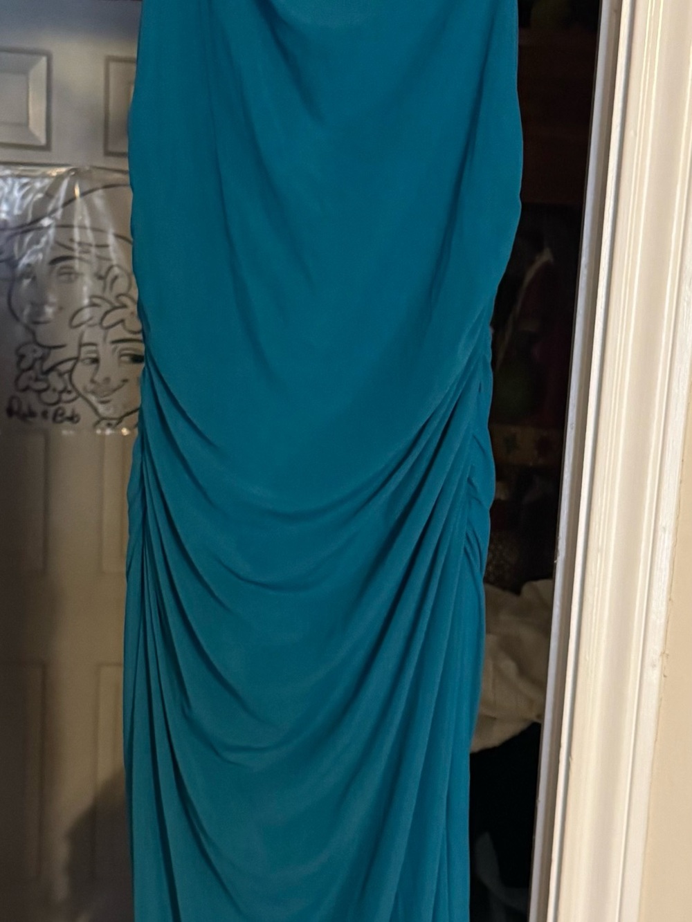 BTFBM Teal Ruched Maxi Dress - Women Sz M.
